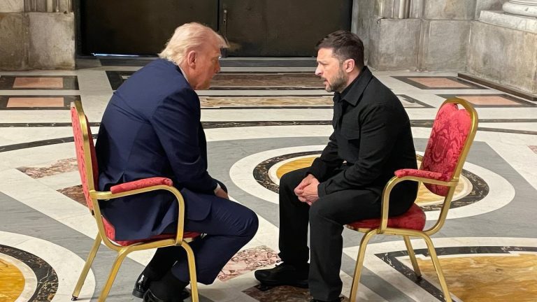 Trump says he ‘thinks’ Ukraine is ready to ‘give up’ Crimea and tells Putin to ‘stop shooting’ after US president’s meeting with Zelensky at Pope Francis funeral